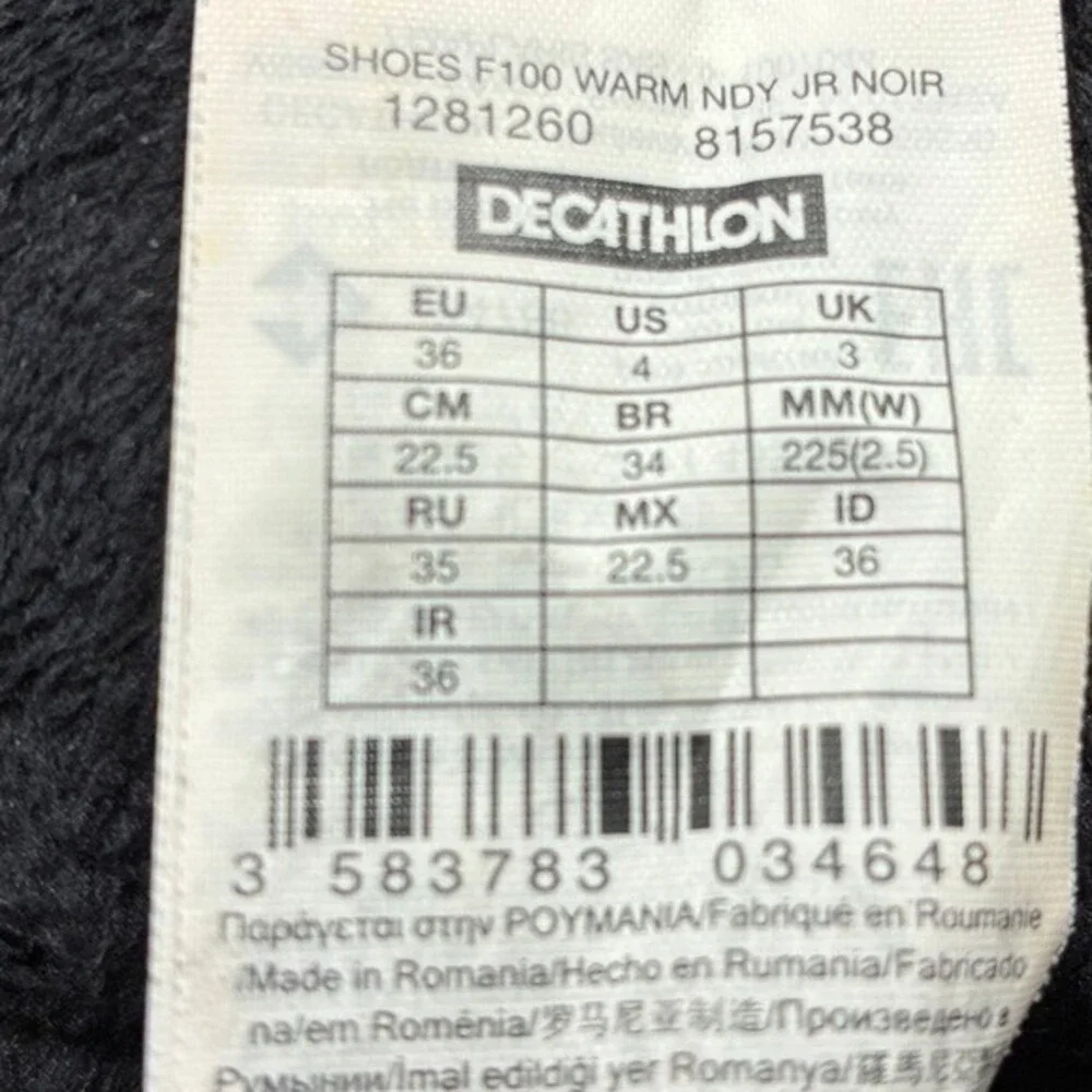 Quechua Kids Decathlon black and red snow boots‎ Sz 4 (eu 36) excellent